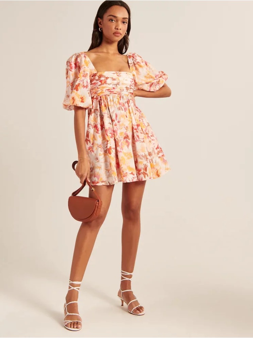 Abercrombie & Fitch Floral Mini Dress in White, Pink, Yellow